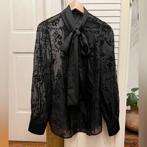 Elegant Black Sheer Floral Blouse
